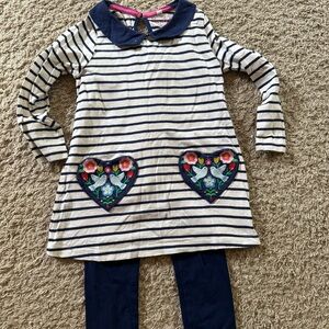 Mini Boden Navy and White Striped Dress